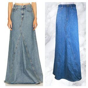 GRLFRND Fiona Godet Maxi Skirt in True Indigo